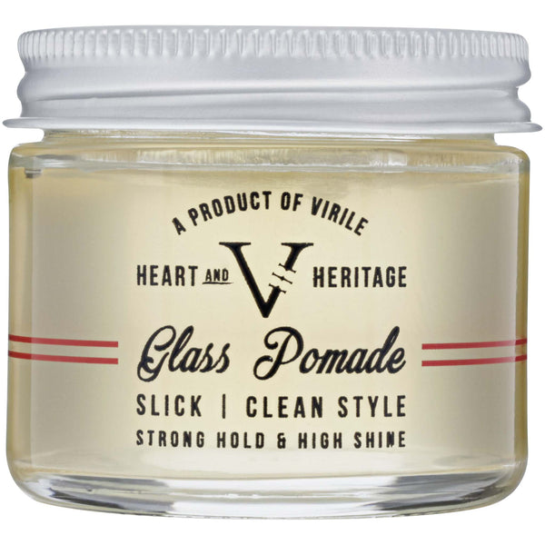 Heart & Heritage Glass Pomade Front