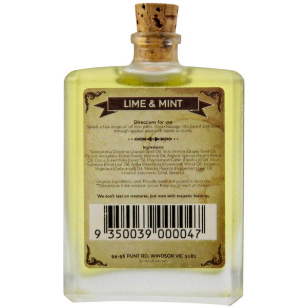 Burly Fellow Lime & Mint Beard Oil Back Label
