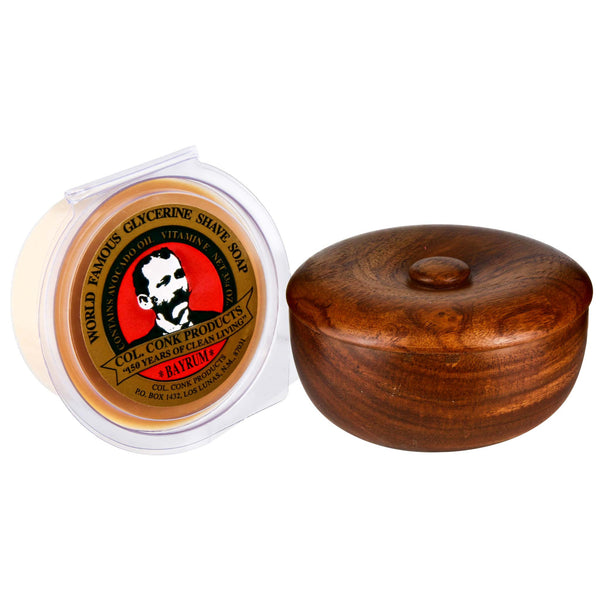 Col. Conk Dark Wood Shave Bowl set with soap