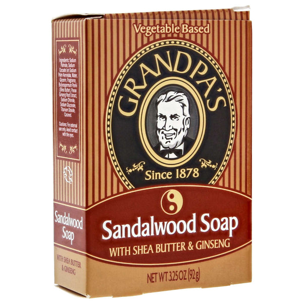 box and packaging of Grandpa's sandalwood soap 