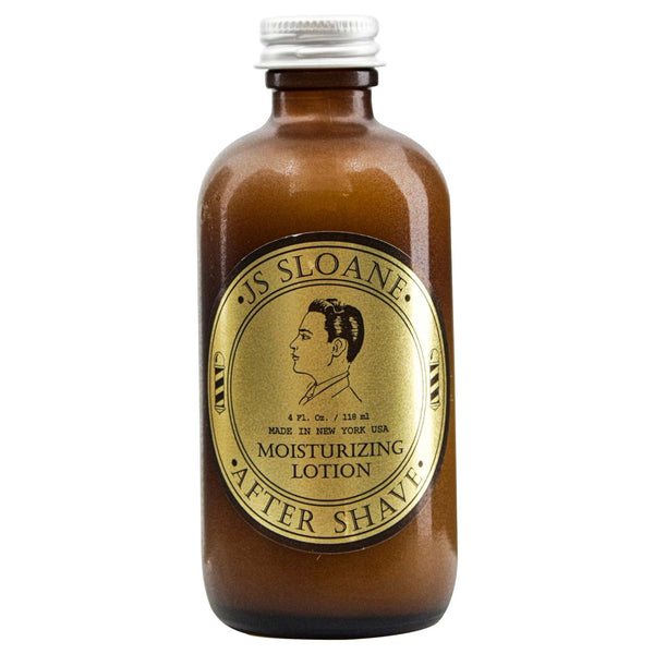 JS Sloane Aftershave Moisturizing Lotion bottle and gold label