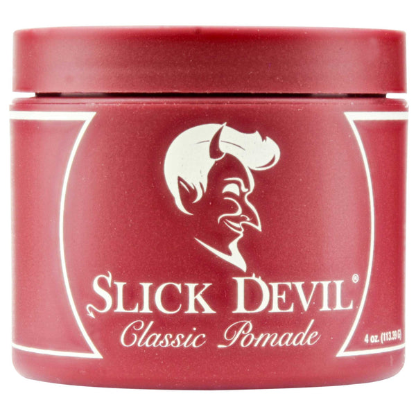 Slick Devil red can of water based pomade that doesn't harden up in hair