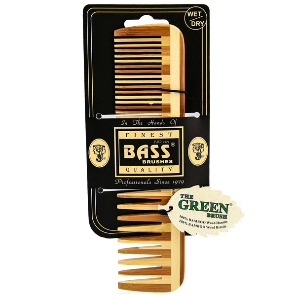 Bass Large Wood Comb packaging made from bamboo wood