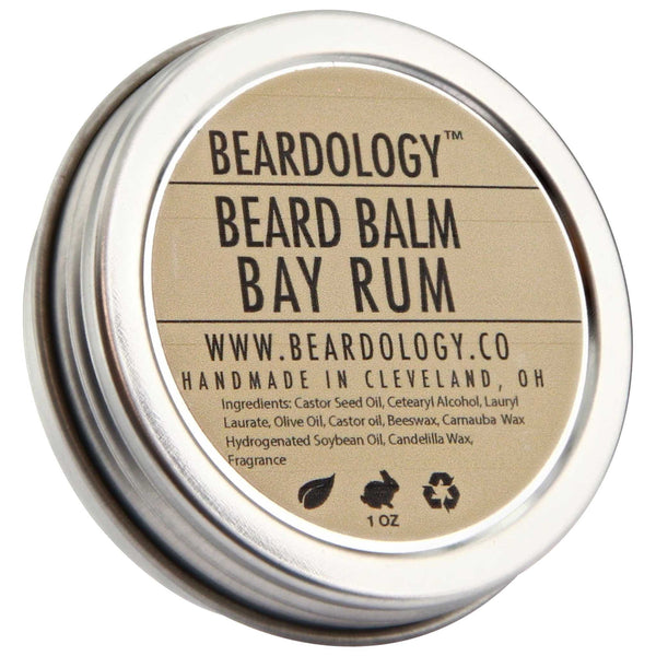 Beardology Bay Rum Beard Balm Top Label