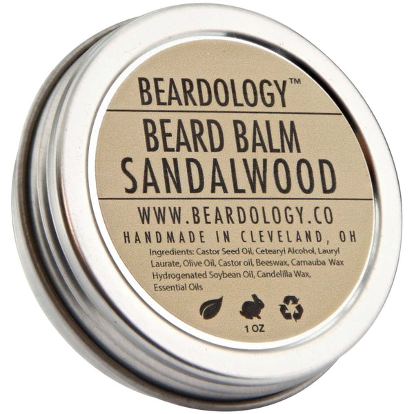 Beardology Sandalwood Beard Balm Top Label