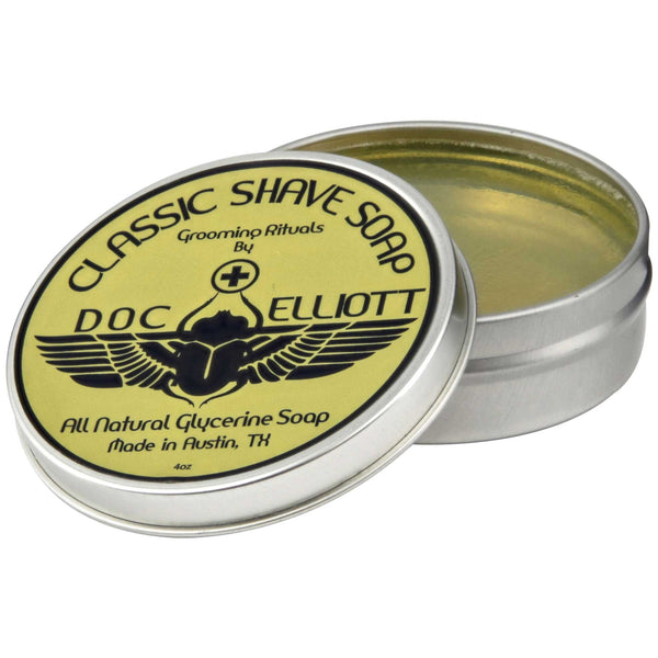 Doc Elliott Shave Soap open jar to see inside