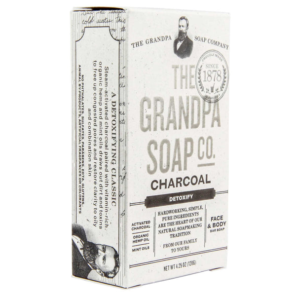 grandpas charoal soap packaging and box 