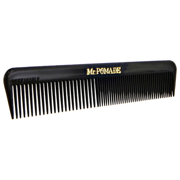 slanted view of the Mr. Pomade pocket comb in black
